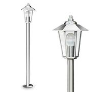 Lampada da esterno Moskau, lampada moderna a base di acciaio inox e lastre di vero vetro, luce di percorso 105 cm, lampada da giardino, E27, illuminazione da giardino IP44, senza lampadina/e