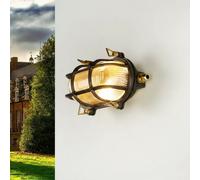 Lampada Da Esterno Ovalleuchte Ottone Massiccio Vetro E27 IP64 B: 21 Cm Nero