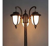 Lampada da Esterno per Esterni Lampada da Esterno Lampione Stradale Luci da Ponte Palo Luminoso Classico con Pannelli in Vetro Trasparente per Cortile di Villa, Patio, Giardino, passerella, Cortile,