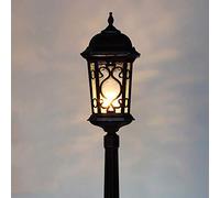 Lampada da Esterno per Esterni Lampada da Esterno Lampione Stradale Luci da Ponte Palo Luminoso Classico con Pannelli in Vetro Trasparente per Cortile di Villa, Patio, Giardino, passerella, Cortile,