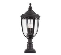 Luce per Esterni Stand Lanterna Zoccolo Nero Vetro Pressato Giardino Lampada 3 [EEK: Non valutato]