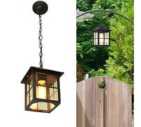 Lampada da esterno rustica a sospensione in antico Impermeabile Retrò Semplicità Lampadario Metallo E27 Plafoniera a soffitto Cortile Camera da letto Corridoio Balcone Giardino, Nero