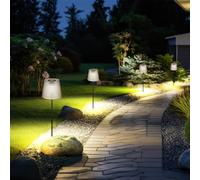Globo Lighting Lampada da esterno solare con picchetto LED in cristallo fumè nera 4X
