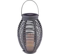 Lampada da esterno solare LED a lanterna plastica rattan grigio 3000K IP44 Grigio