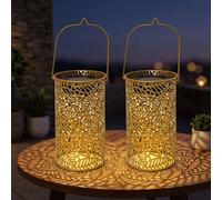 Lampada Da Esterno Solarlaterna Effetto Luce Foglie Metallo Oro LED Set Da 2 [EEK: Non valutato]