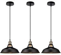 Lampada da fienile, moderno apparecchio di illuminazione a sospensione a soffitto in ferro, confezione da 3 lampade a sospensione industriali vintage, lampadari Edison E27 per cucina corridoio foyer -