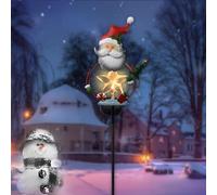 Lampada da giardino a energia solare, Babbo Natale, in ferro | Si ricarica automaticamente alla luce del giorno e si illumina di notte, illuminando il giardino o il sentiero durante le