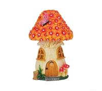Lampada da giardino a energia solare in resina per funghi | In resina, accensione e spegnimento automatico al crepuscolo, resistente alle intemperie per pioggia e sole, arancione