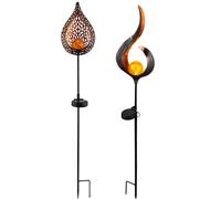 Lampada da giardino a energia solare per decorazione da giardino Lampada da esterno a LED Lampada da giardino con picchetto, design a fiamma, LED, H 90 cm, set da 2
