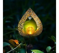 Lampada da giardino a forma di amore, a energia solare, design scavato in ferro, luce bianca calda per cortile e cortile all'aperto (lavorazione in ferro)