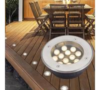 Lampada da Giardino a LED, Luce da Giardino a LED da 15 W - Faretto Rotondo interrato Impermeabile IP67, Lampada da Giardino da Incasso per Esterni, proiettore per Prato 85-265 V, Fascio lum