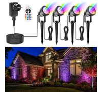 Lampada da Giardino a LED RGB, 17 m, Faretti da Giardino a Bassa Tensione 12 V Con Adattatore, Impermeabile IP65, Adatto Per Cortile, Alberi, Halloween, Natale (Colore RGB, 4 Pezzi)