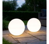 Lampada Da Giardino A Sfera Bianco LED Con Picchetto Da Terra Set Di 2