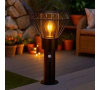 Piantana Esterno Lampada Presa di Luce Sensore Movimento Inox Lampione H 50 CM [EEK: Non valutato]