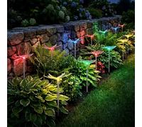 Lampada Da Giardino Esterno LED Solare Farfalla Libellula Cambio Colore 12 Pezzi