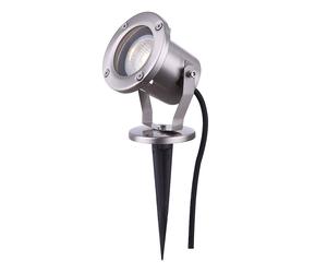 Lampada da giardino GU10 con faretto da esterno a picchetto faretto da giardino da pavimento IP65 faretto da esterno in acciaio inox, con faretto orientabile, 1x GU10, DxH 9,8x30,5 cm