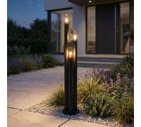 Lampada Da Giardino Lampada Da Esterno 3 Fiamme Acciaio Inox Nero LED H 170 Cm