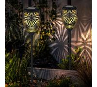 Lampada da Giardino Percorso Solare Intemperie Decorativa Nero LED Bianco Caldo
