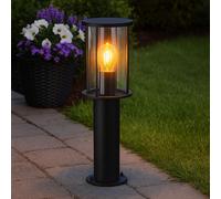Piantana Esterni Luce con Piedistallo Intemperie Giardino Acciaio Inox Nero H [EEK: Non valutato]
