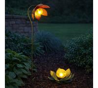 Lampada da Giardino Solardeko Esterni Chiodi LED Fiore di Loto Decorativa 2x