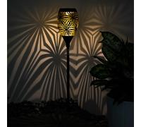 Lampada da Giardino Solardeko Esterni Nero Oro LED Chiodi Decorativa H 58 CM