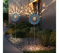 Lampada Da Giardino Solare A Vento Blu Oro LED H 92 Cm [EEK: Inaditato]