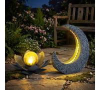 Lampada Da Giardino Solare Decorativa 2 Pezzi LED Luna Fiore Di Loto Grigio Oro [EEK: Non valutato]