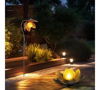 Solardeko Lampada da Giardino Esterni Lotus Fiore LED Vetro Patio 2er Set