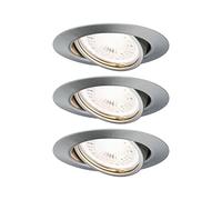 Lampada da incasso a LED Paulmann Base 3x5W 3000K in Ferro spazzolato | Set di 3 lampade orientabili, Temperatura del colore 3000 K, dimmerabili con interruttore, IP20, per Montaggio a soffitto