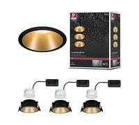 Paulmann 93404 Lampada da incasso LED Cole rotonda incl. 3 faretti da incasso da 6,5 Watt dimmerabile, nero oro opaco apparecchio da incasso plastica, zinco-alluminio spot da soffitto 2700 K