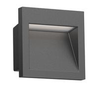 ledscom.de Lampada da incasso a parete a LED NOLA, downlight per esterni, IP54, antracite opaco, 90 x 90 mm, bianco caldo