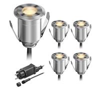ledscom.de Luce da incasso a terra a LED BINO per esterni, IP67, 32 mm Ø, bianco caldo, set di 5