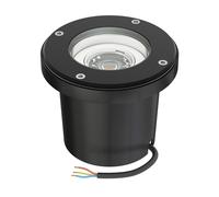ledscom.de Apparecchio da incasso a terra BOFU per esterni, IP67, girevole, nero, rotondo, Ø 150mm, in U10 LED 468lm bianco caldo