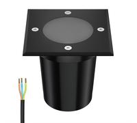ledscom.de Lampada da incasso a pavimento RELI per esterni, IP67, nero, angolare, 11 x 11 cm, 1x GU10 max. 15W, smerigliato