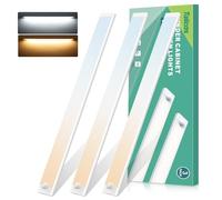 Lampada da incasso da cucina a LED, 40 cm, 100 LED, 3 pezzi, 3000 K/6000 K, illuminazione continua per armadio con sensore di movimento, 2000 mAh, USB-C ricaricabile, luce notturna magnetica, per