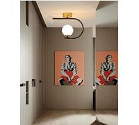 Lampada da incasso Mid Century nera e ottone, plafoniera, globo semi incasso,