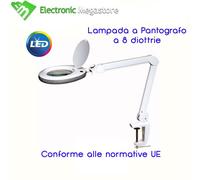 LAMPADA DA LABORATORIO A PANTOGRAFO LENTE A 8 DIOTTRIE A LED