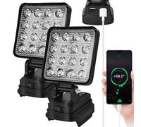 Lampada da lavoro a LED a batteria per Makita 18 V - 27 W, faretto portatile, ricarica USB, 2 pezzi