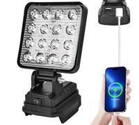 Lampada da lavoro a LED a batteria per Makita 18V, 27W Faretto da cantiere a LED Lampada a batteria con ricarica USB, Proiettori Lampada da cantiere per riparazioni auto, emergenze