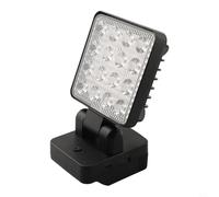 Lampada da lavoro a LED, compatibile con Metabo 18 V, batteria 1200-1500 lm, 16 LED, inclinabile a 90°, girevole a 330°, con gancio, protezione a bassa tensione, senza batteria, per officina