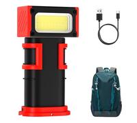 Lampada Da Lavoro A LED Ricaricabile - Lampada Rotante A 180 Gradi | Display Digitale LED | Luce Magnetica Per Officina Con Doppi Ganci, Ricarica Di Tipo C, Garage, Edilizia, Camion E Campeggio Per L'
