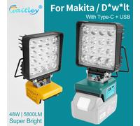 Lampada da lavoro a LED Waitley per Makita / Dewalt 18V Batteria portatile per esterni Proiettore Lampada da campeggio BL1830 / DCB200 Spina esterna