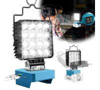 Lampada da Lavoro Compatibile con Batteria Makita 18V/21V, 48W 2 Impostazioni di Luminosità Faro LED Batteria, Lampada Portatile LED Ricaricabile con Ricarica di Tipo C e USB (Senza Batteria)