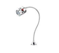 Lampada da lavoro industriale in argento 110-220V 5W LED Lampada da lavoro con collo regolabile Base fissa Lampada(Round magnetic base,3W)