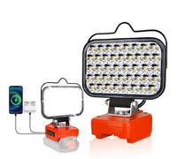 Lampada da lavoro per Black+Decker 20 V, 25 W, 3000 lm, luce portatile senza fili con porta USB e ricarica rapida di tipo C, per utensili Worx, faretto a LED per campeggio, pesca, officina (senza