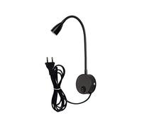 Lampada da lettura 3W, Youngine Lampada da lettura da comodino flessibile a LED 3W con interruttore e spina cablata per lampada da parete a collo di cigno dell'hotel, 6000K (Nero - Bianco freddo)
