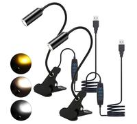 Lampada da lettura a morsetto, 2 pezzi lampada da lettura a forma di libro, lampada da scrivania a LED, morsetto con 3 temperature di colore, dimmerabile, con collo di cigno flessibile a 360°, lampada