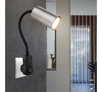 Lampada Da Lettura A Muro Con Spina Nickel Nera Flessibile [EEK: Non valutato]