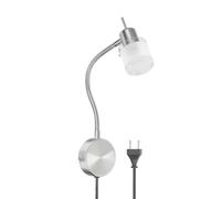 Lampada da lettura/applique MIRAS a collo di cigno con interruttore, acciaio