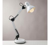 LAMPADA DA LETTURA ARCHITETTO BIANCA CON BASE DI APPOGGIO E FISSAGGIO AL TAVOLO 1 LUCE ATTACCO E27 42X15X60CM